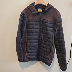Men's Navy and Charcoal Hooded Puffer Jacket